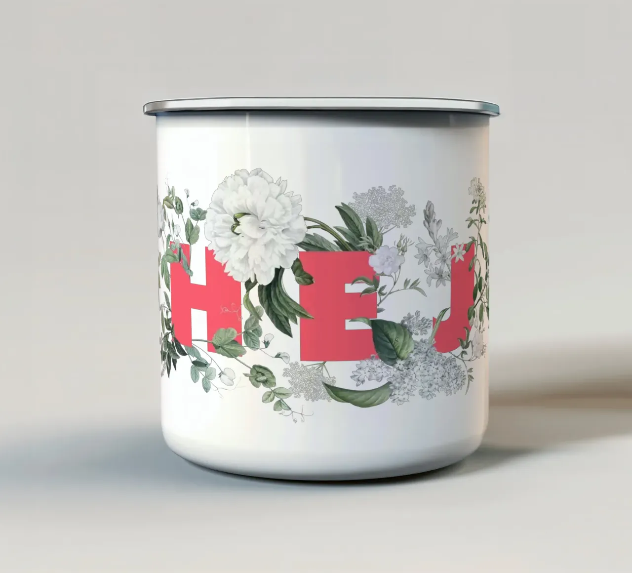 Hej Fiori e Insetti Rosso Bianco tazza in smalto da Studio Frances M