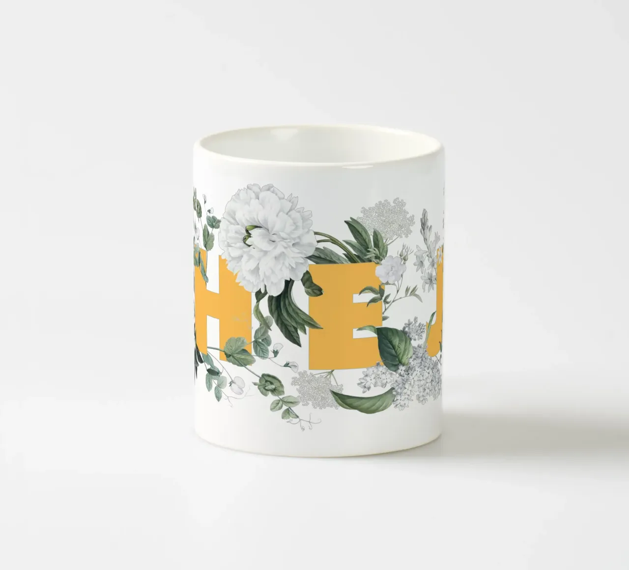 Hej Fiori e Insetti Giallo Bianco tazza in ceramica da Studio Frances M