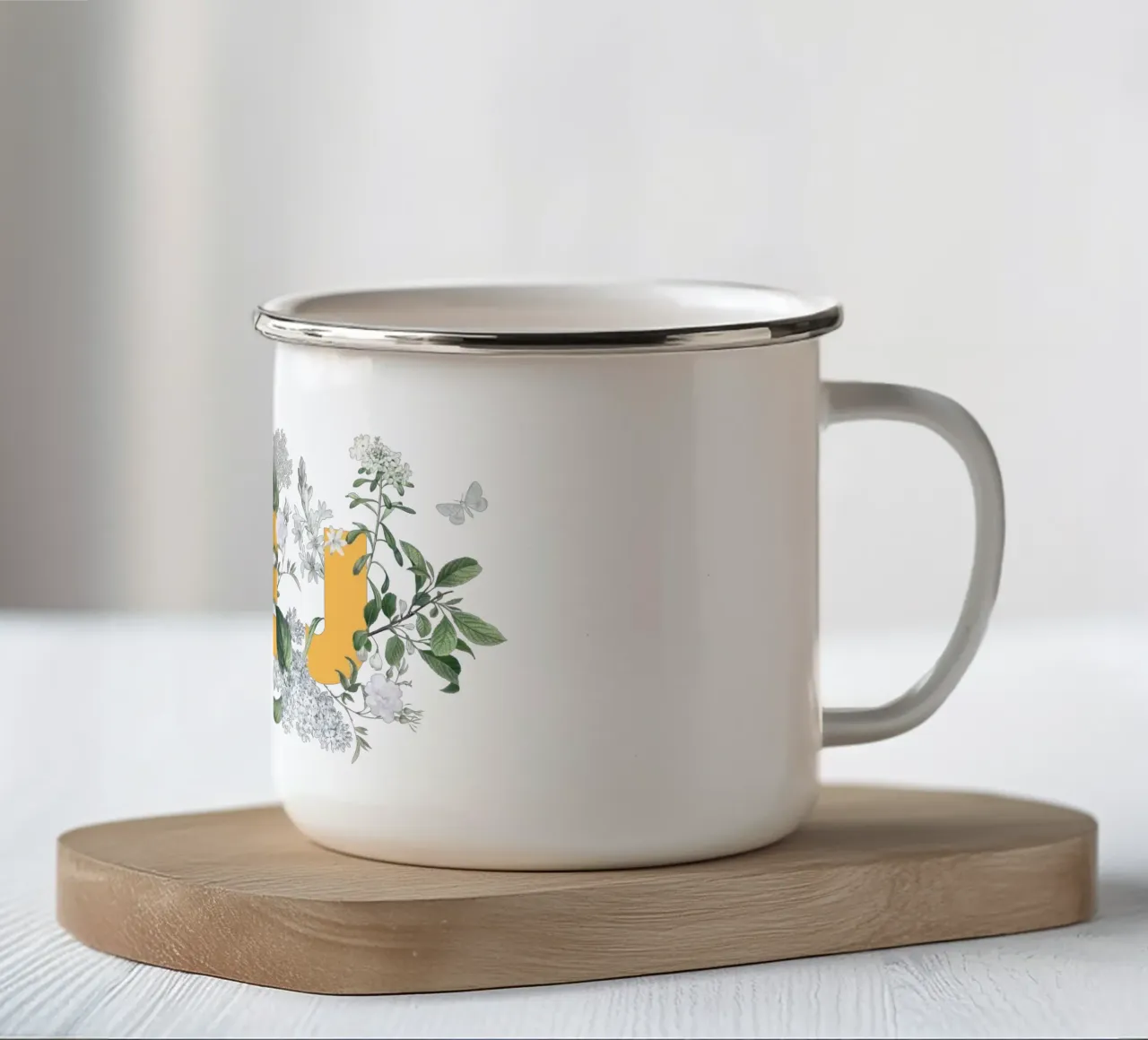 Hej Fiori e Insetti Giallo Bianco tazza in smalto da Studio Frances M