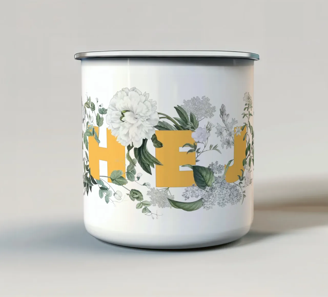Hej Fiori e Insetti Giallo Bianco tazza in smalto da Studio Frances M
