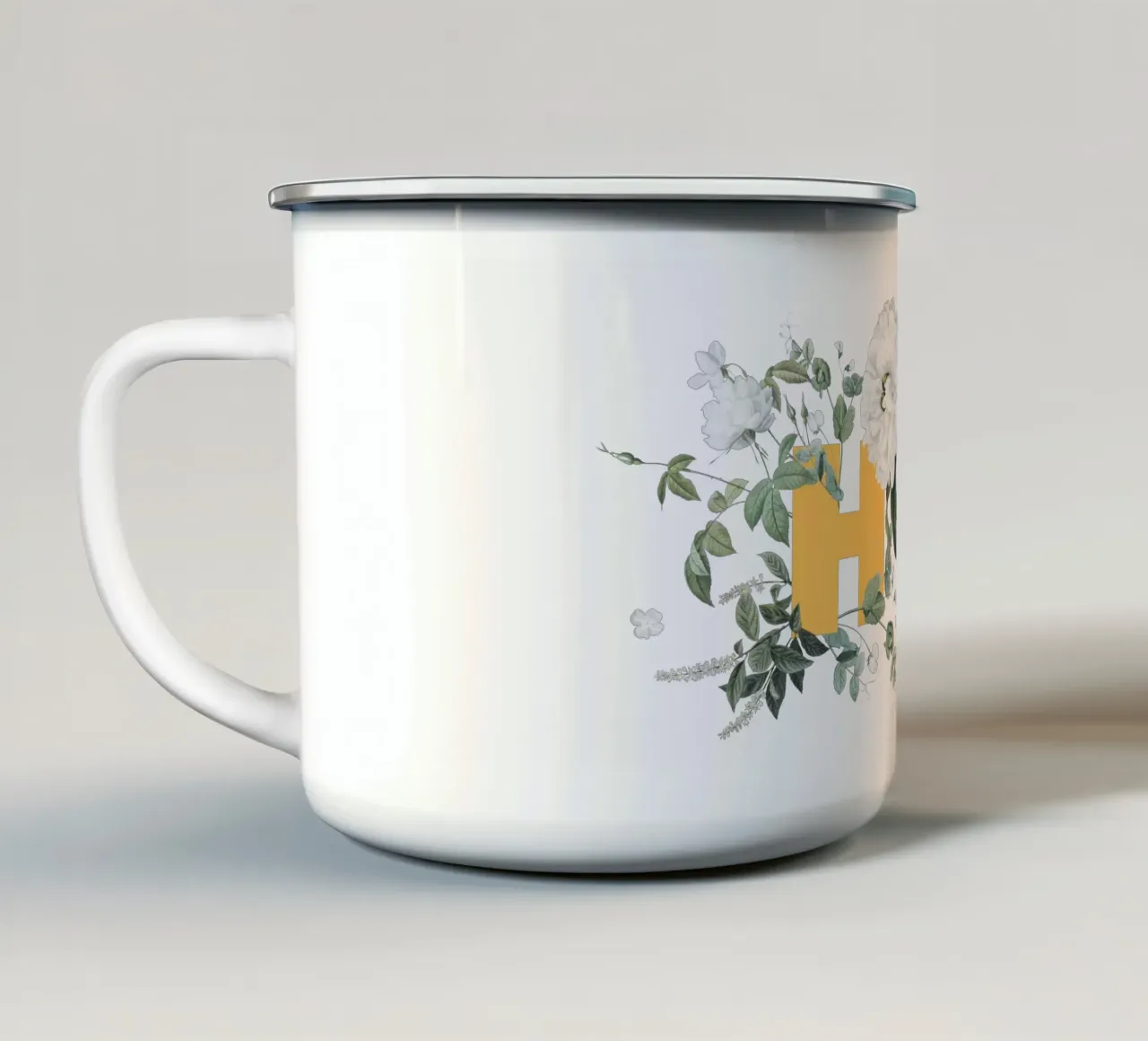 Hej Fiori e Insetti Giallo Bianco tazza in smalto da Studio Frances M