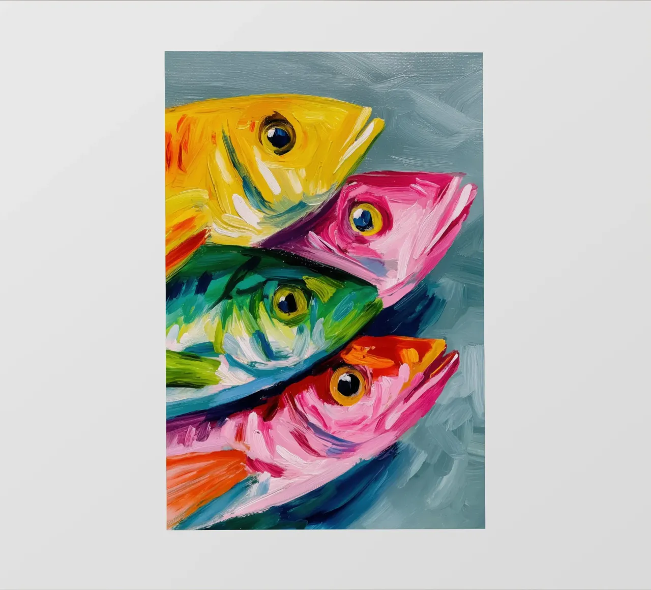 Quattro pesci colorati | Esplosione di colori in mare telo in pvc da Autofocus