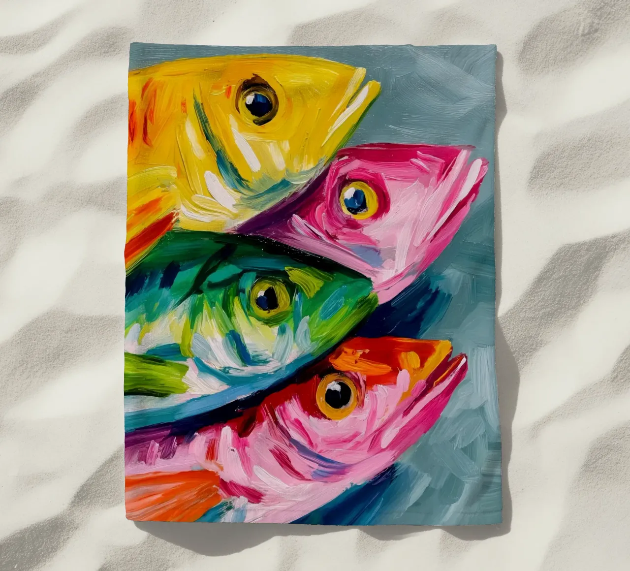 Quattro pesci colorati | Esplosione di colori in mare telo mare da Autofocus