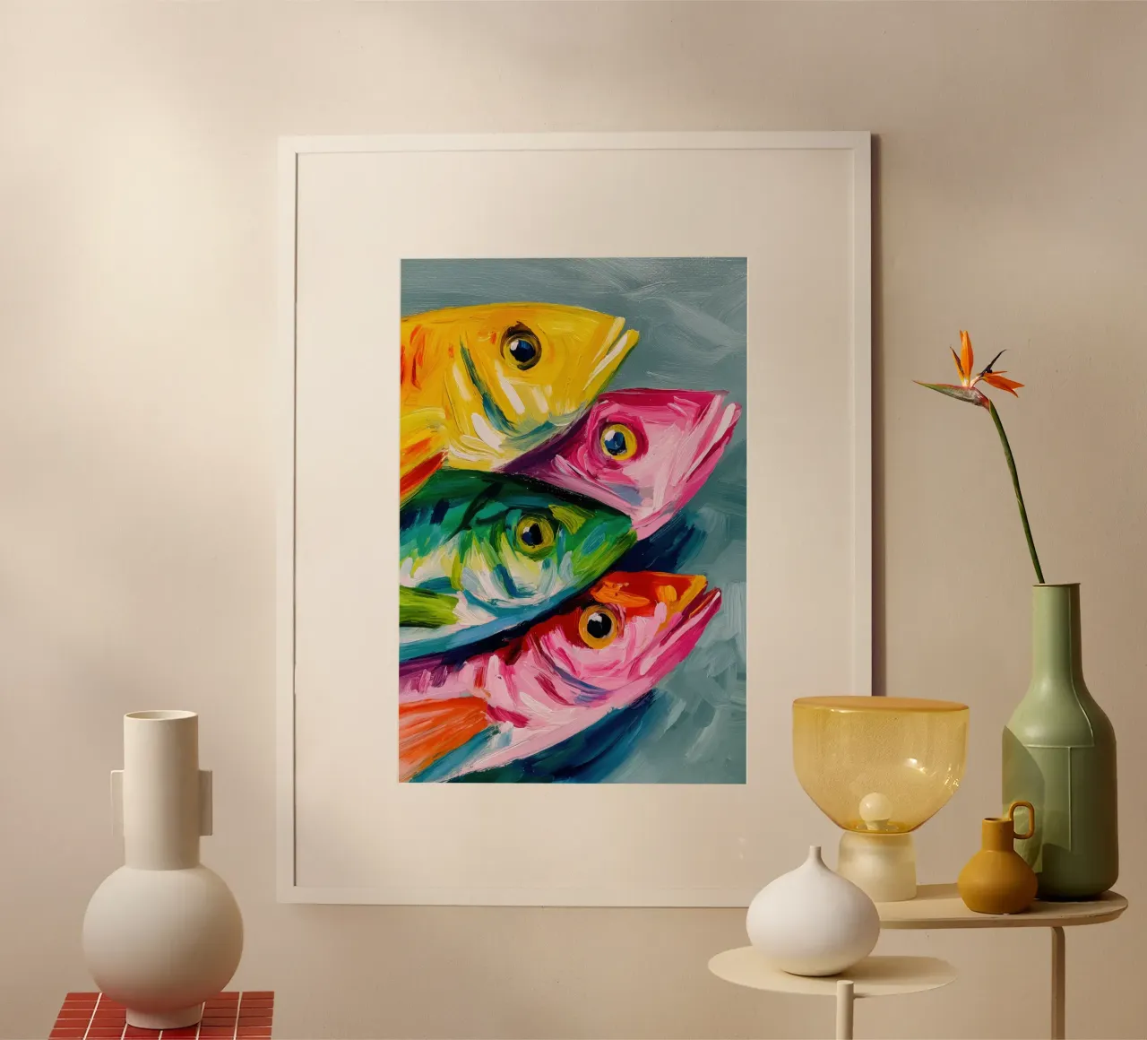 Quattro pesci colorati | Esplosione di colori in mare carta hahnemühle da Autofocus