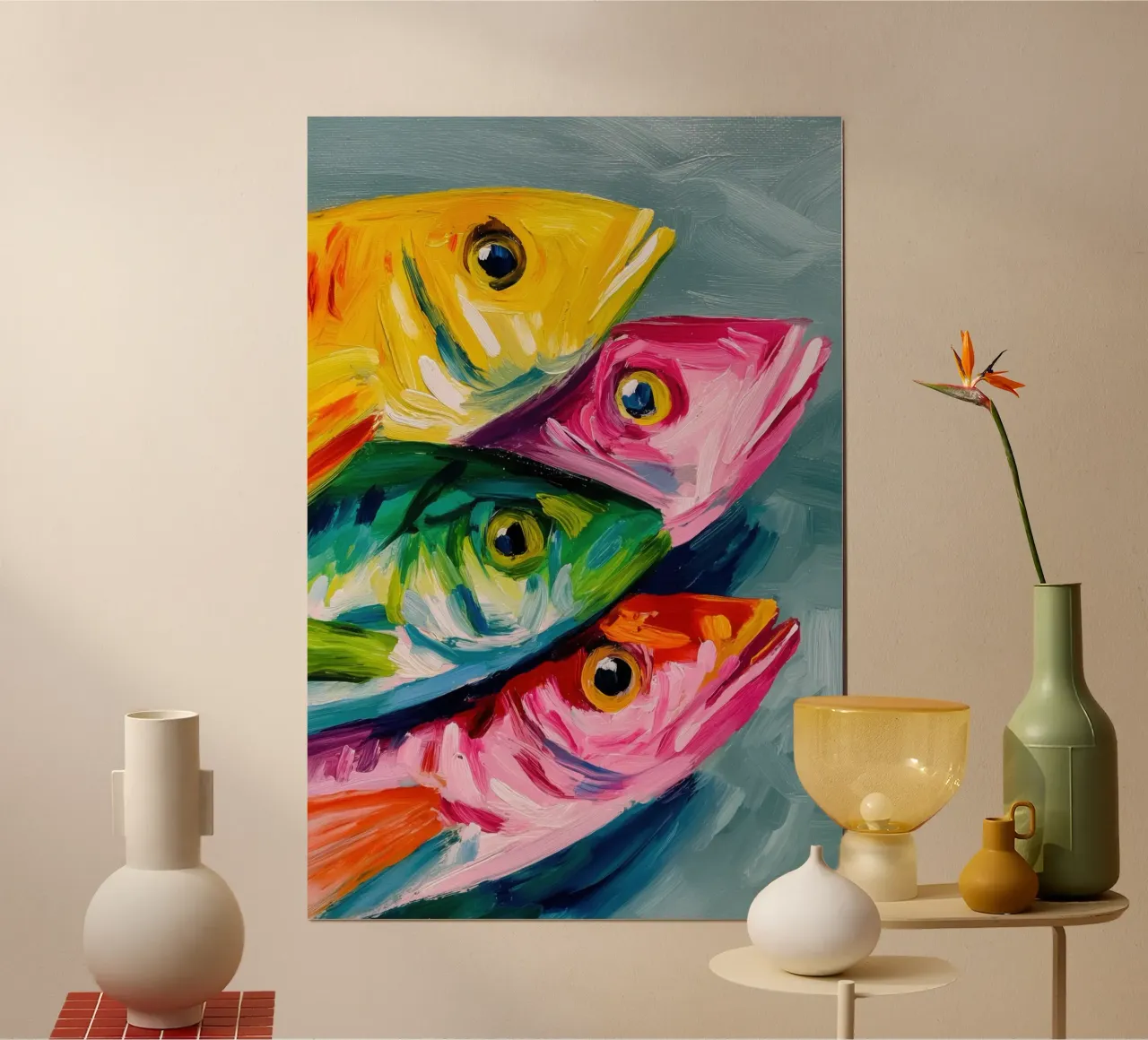Quattro pesci colorati | Esplosione di colori in mare carta hahnemühle da Autofocus