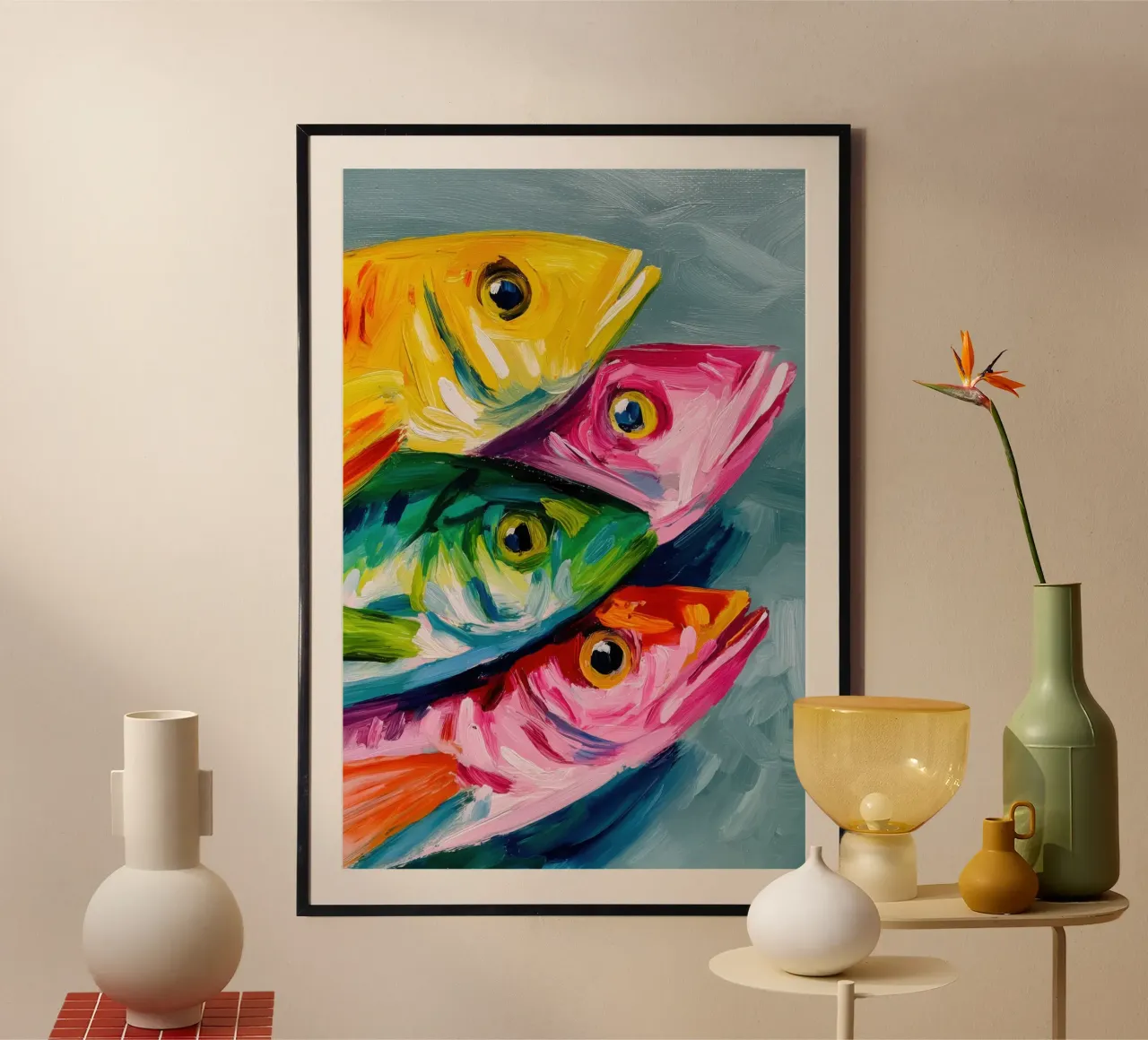 Quattro pesci colorati | Esplosione di colori in mare carta hahnemühle da Autofocus