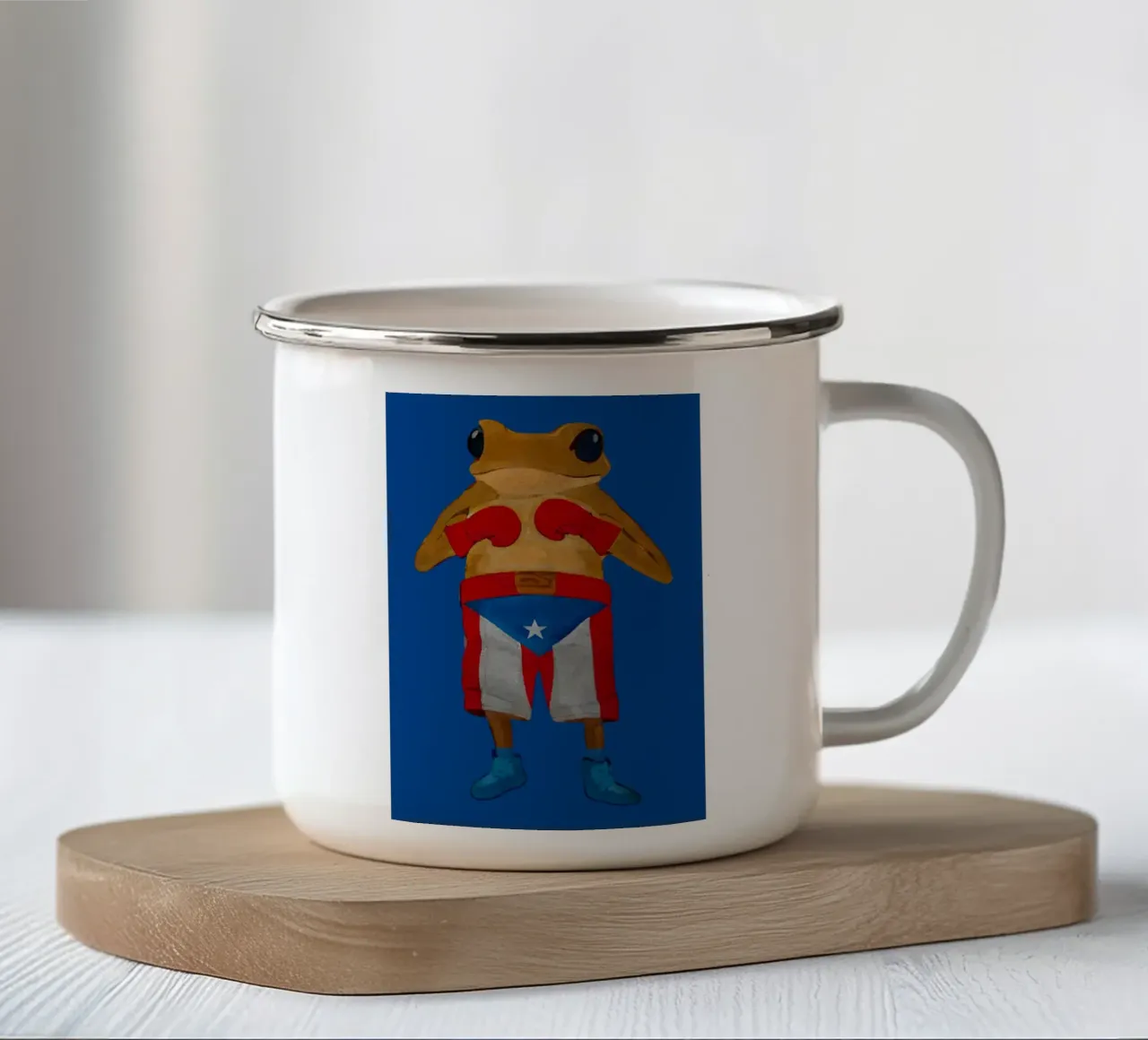 rana boxer - coniglio cattivo tazza in smalto da eliouxence