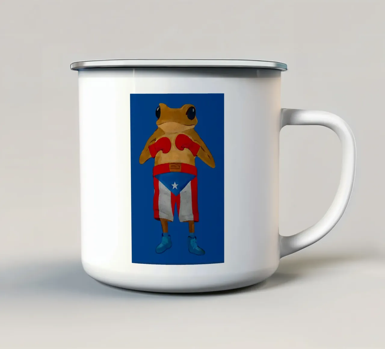 rana boxer - coniglio cattivo tazza in smalto da eliouxence
