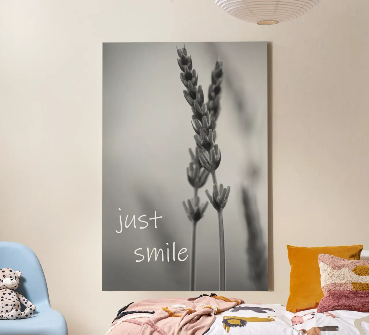 Fiori di campo in bianco e nero con scritta tela da Something for you
