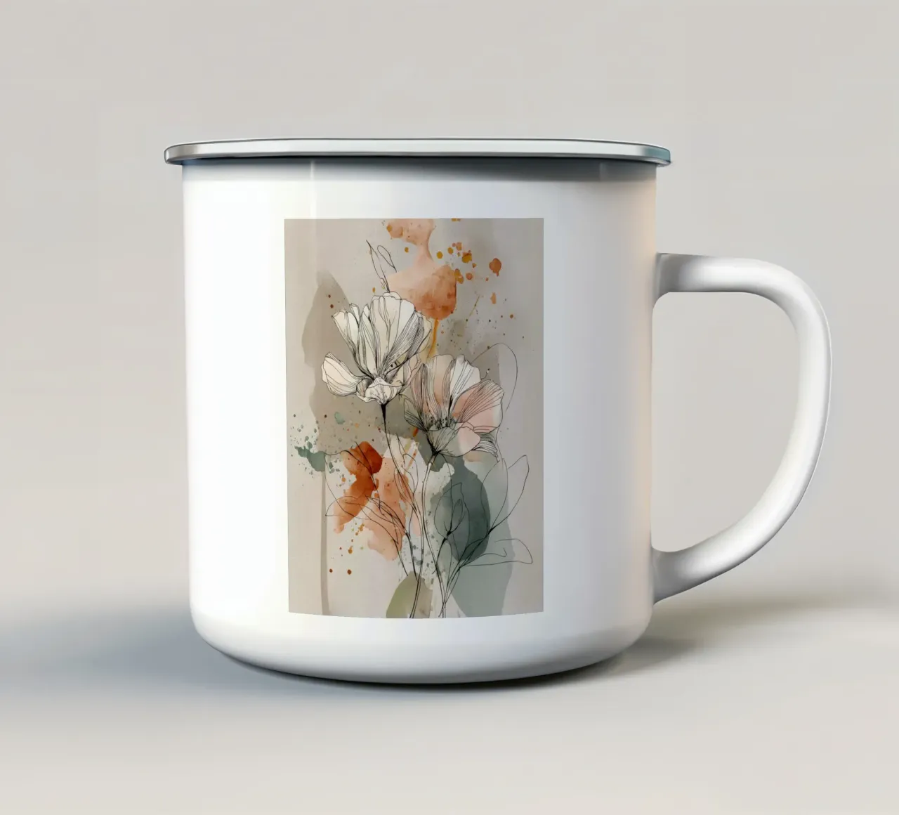 Wilde bloemen Botanisch Abstract Aquarel Print emaille mok van Artbyvo