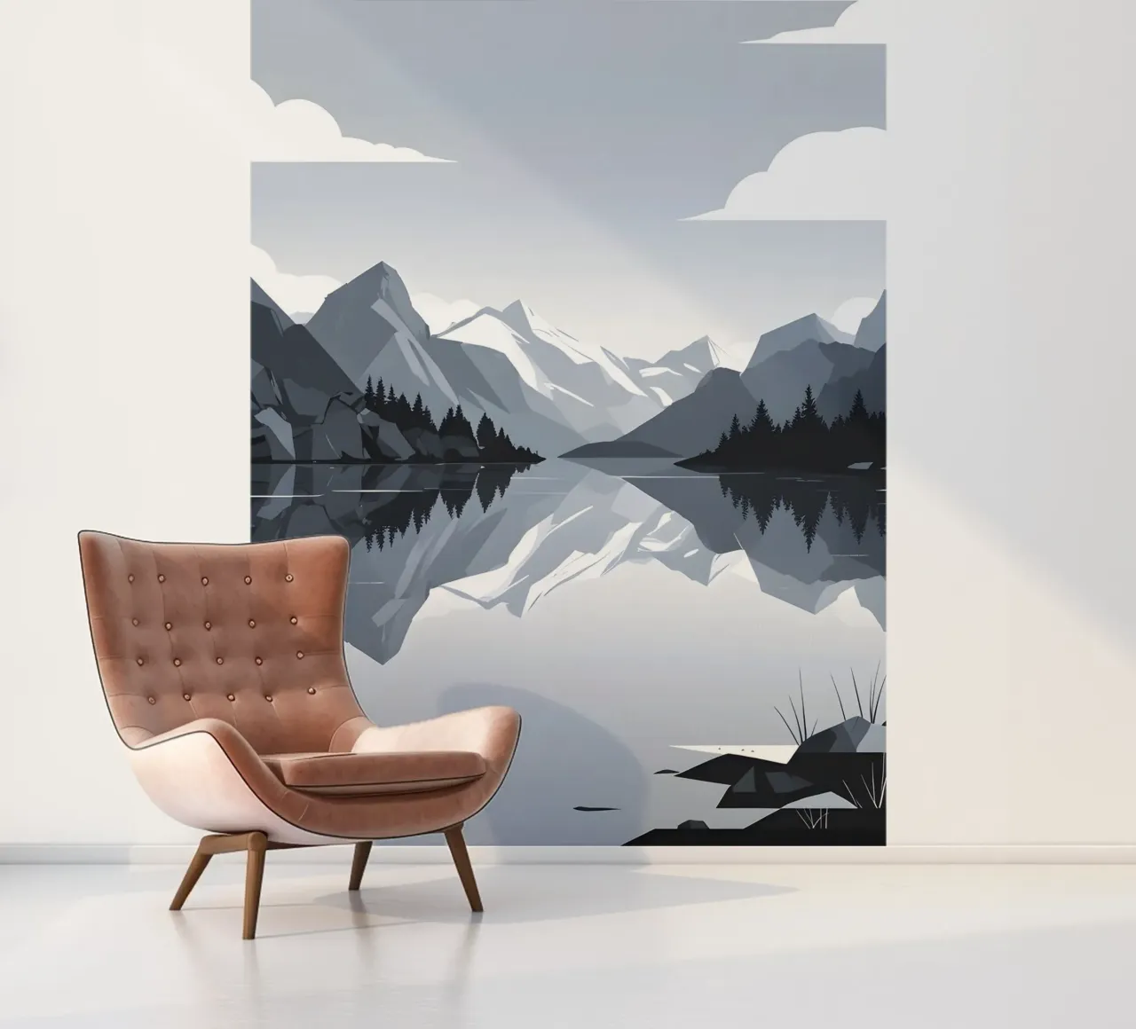 Bergreflectie fotobehang van LIFESTYLE OBJECTS