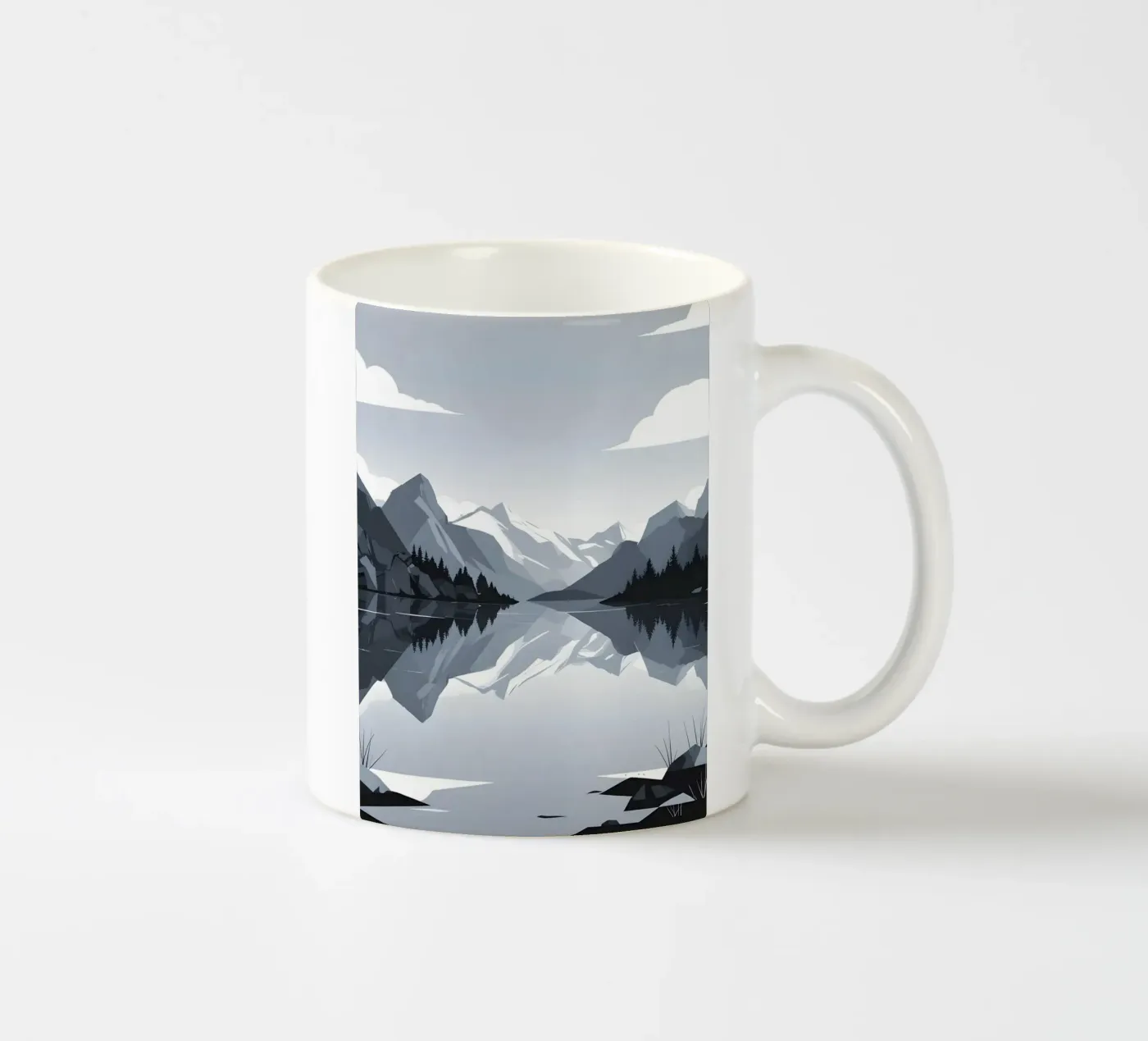 Mountain reflection ceramic mug by LIFESTYLE OBJECTS