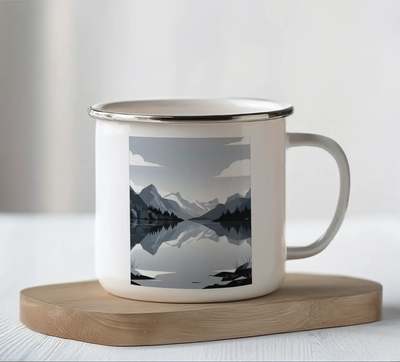Riflessione sulle montagne tazza in smalto da LIFESTYLE OBJECTS
