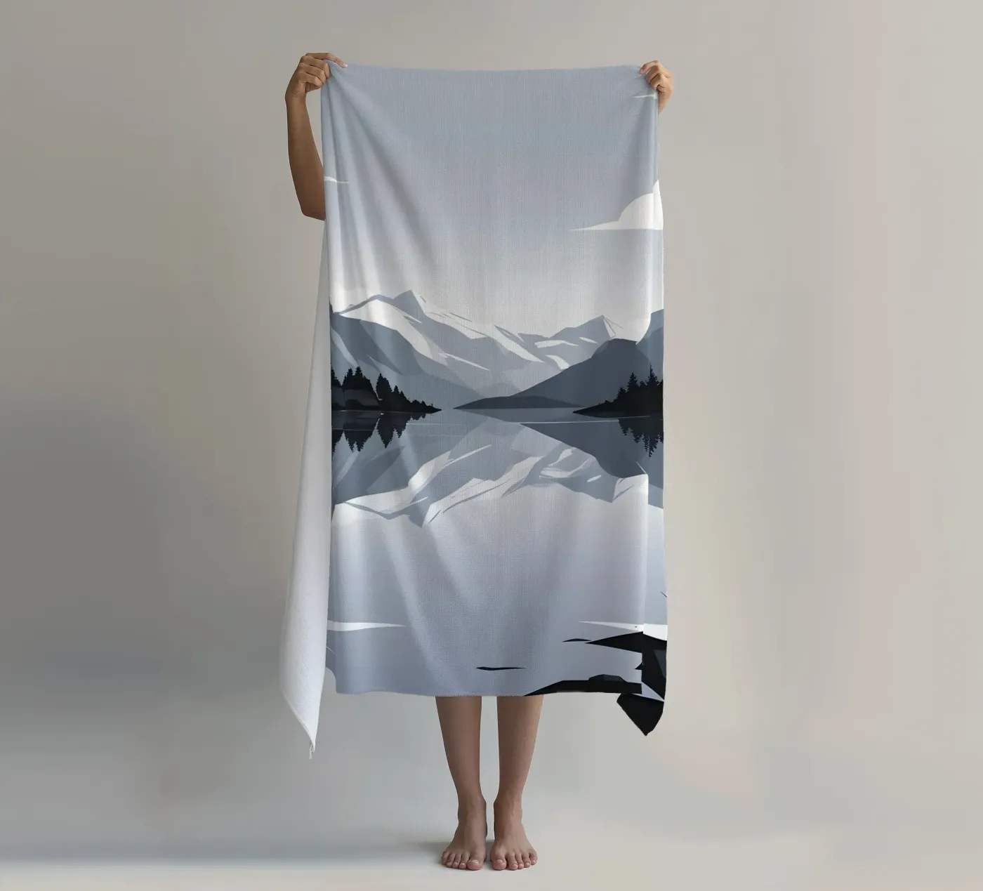 Mountain reflection beach towel by LIFESTYLE OBJECTS