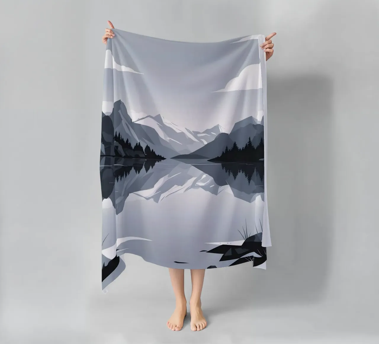 Mountain reflection beach towel by LIFESTYLE OBJECTS