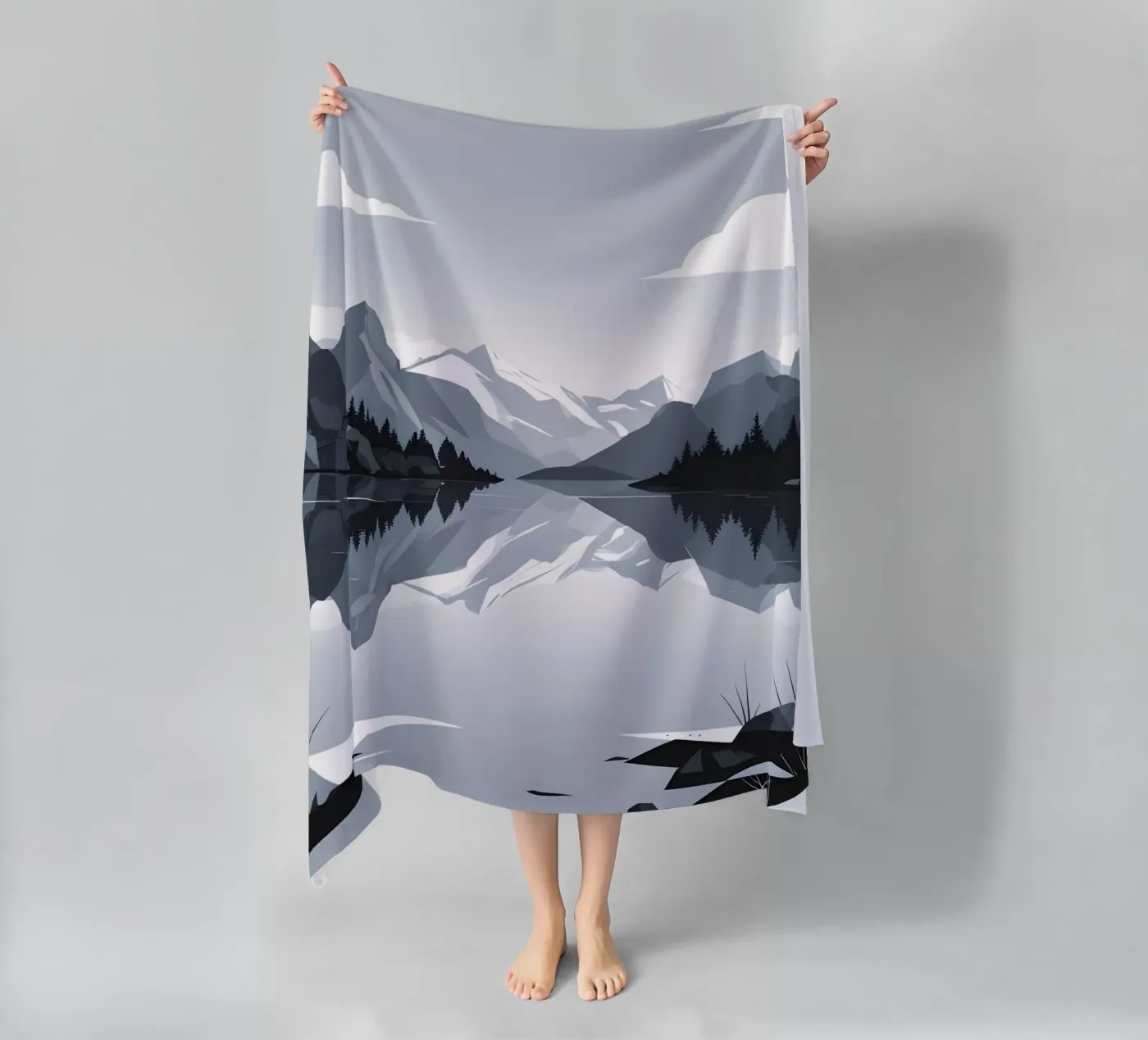 Mountain reflection beach towel by LIFESTYLE OBJECTS
