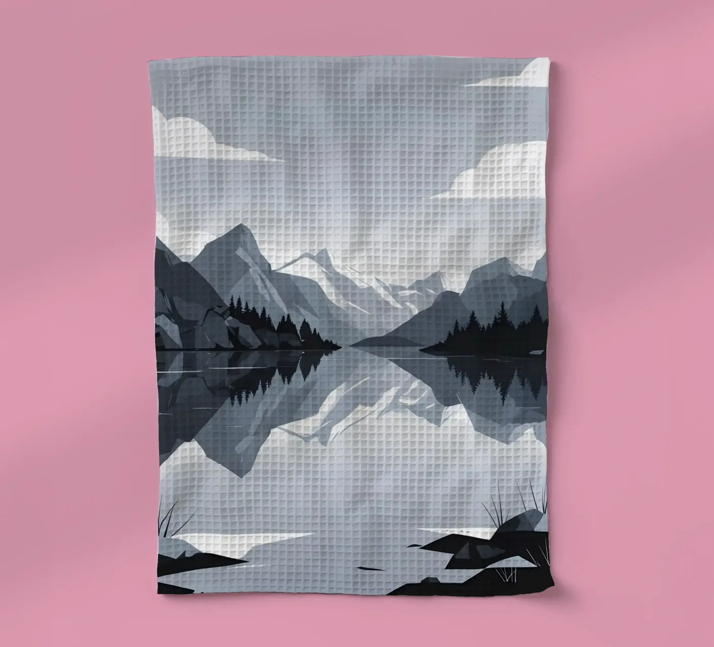 Mountain reflection tea towel by LIFESTYLE OBJECTS