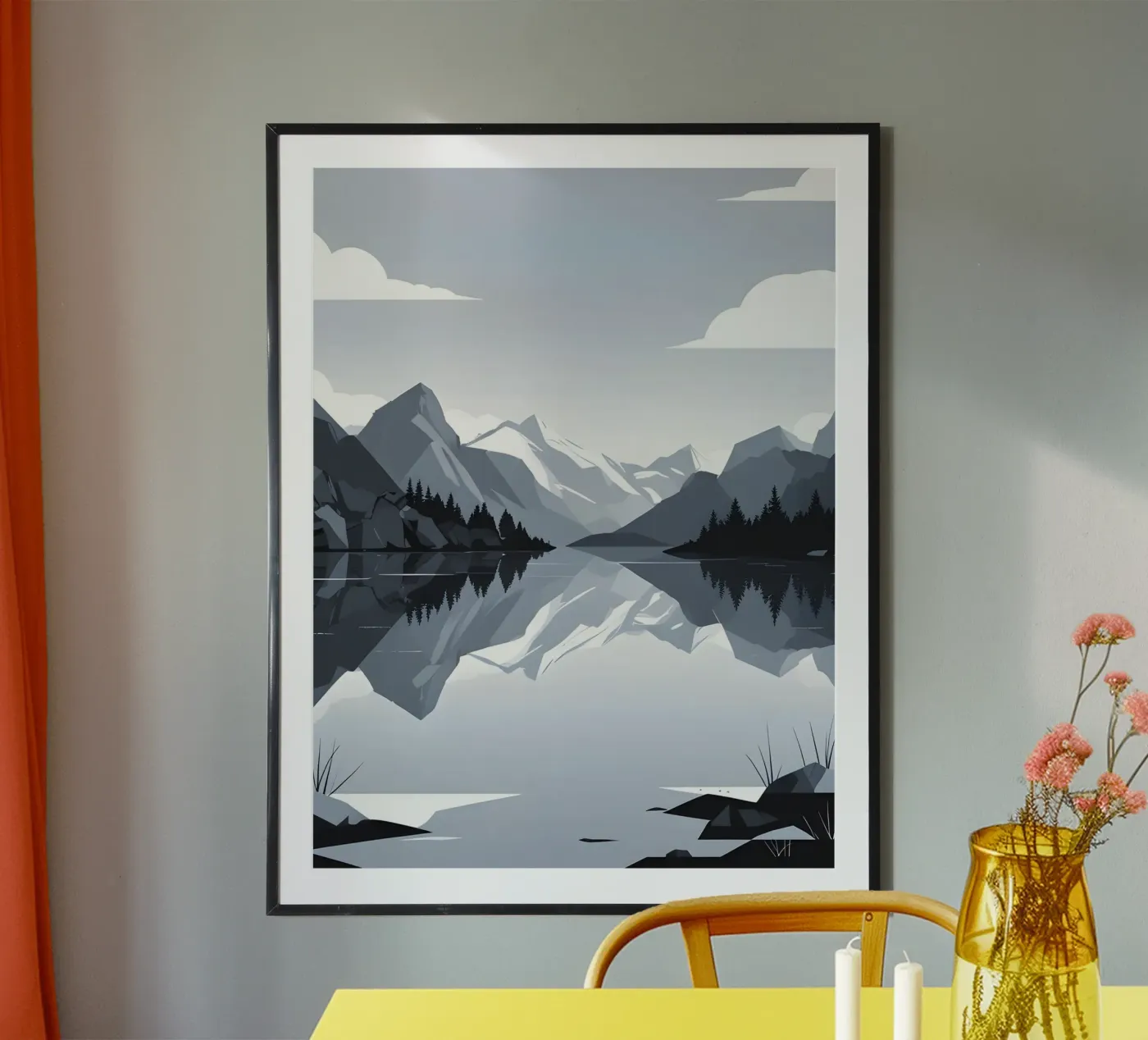 Réflexion sur la montagne poster de LIFESTYLE OBJECTS