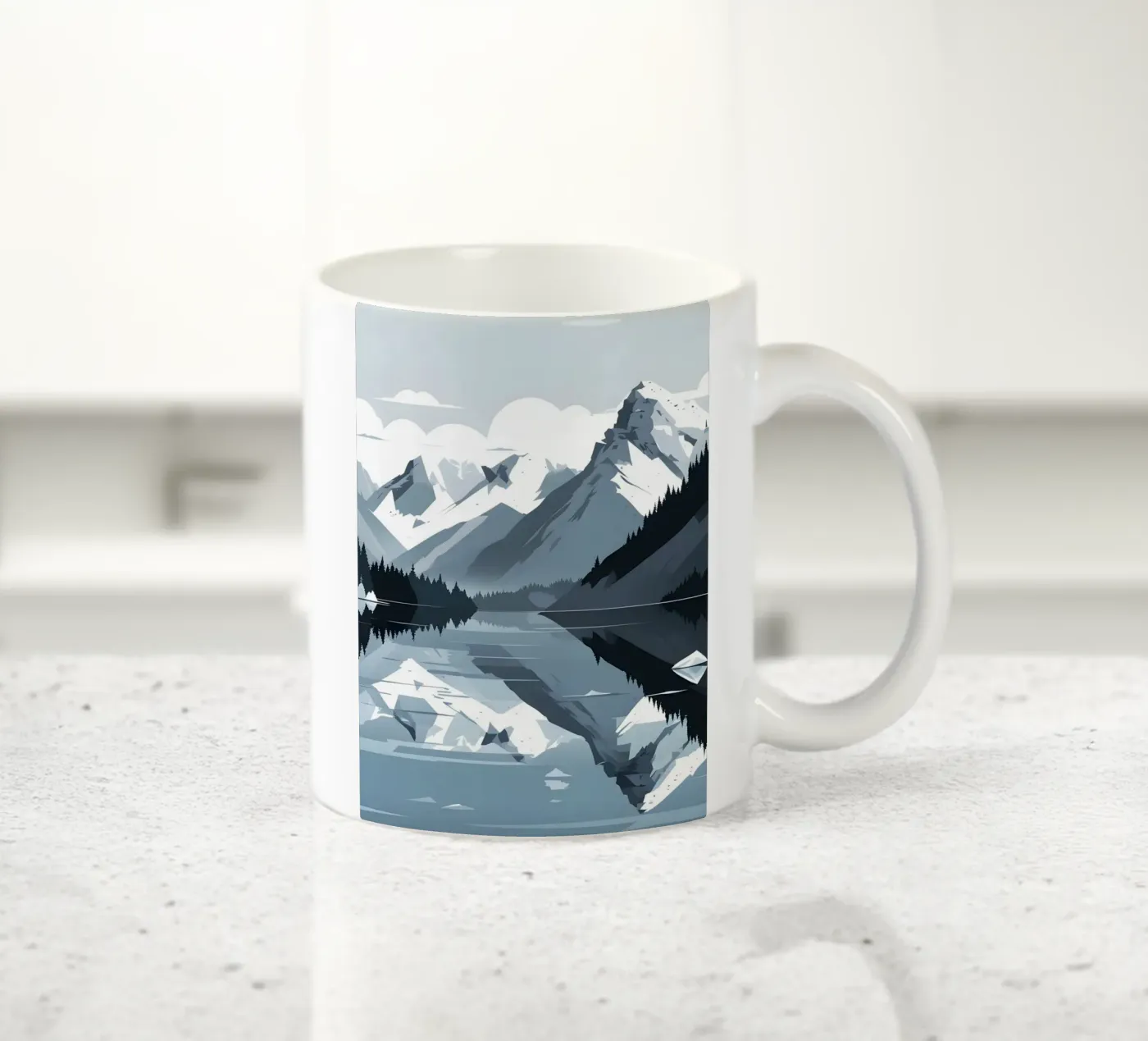 Mountain reflection ceramic mug by LIFESTYLE OBJECTS