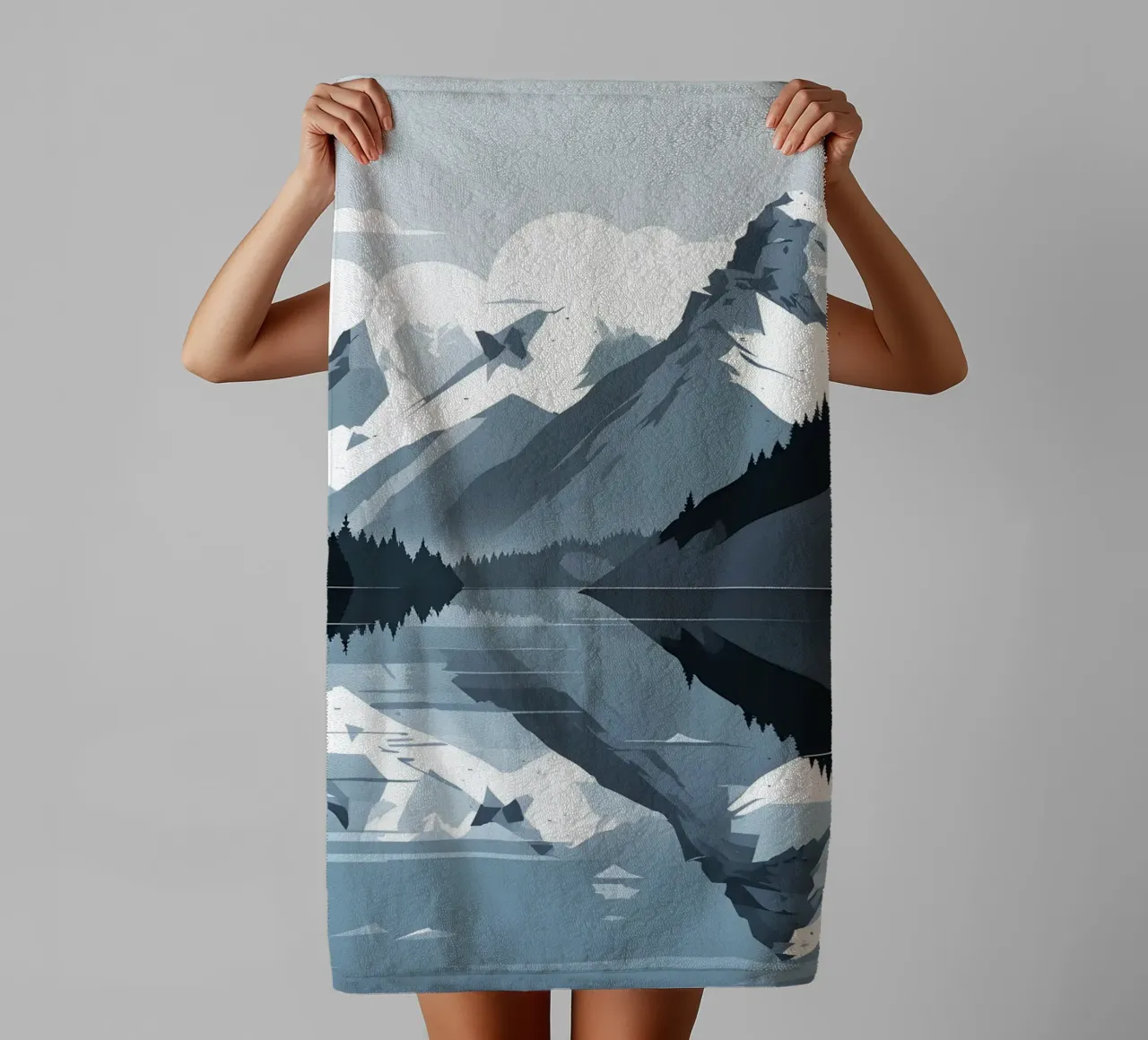 Mountain reflection towel by LIFESTYLE OBJECTS