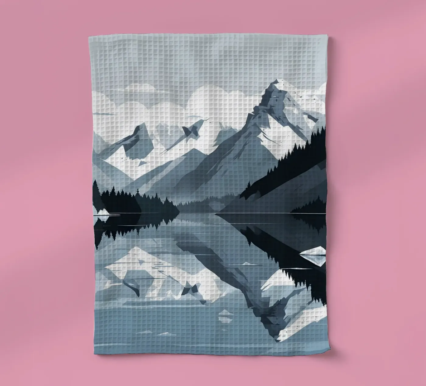 Mountain reflection tea towel by LIFESTYLE OBJECTS