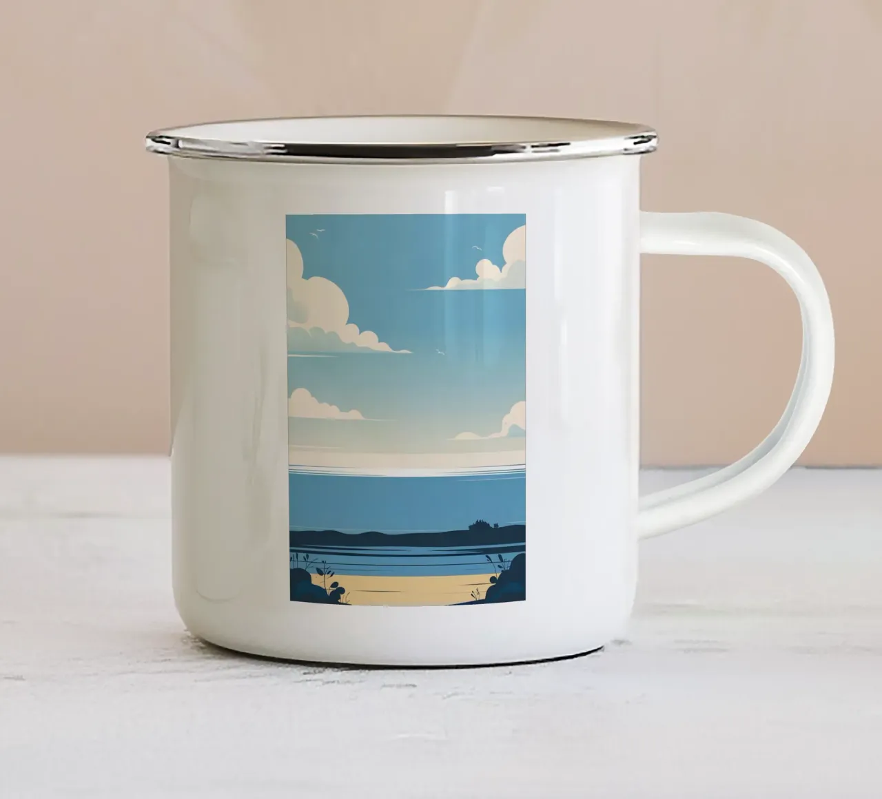 Linea dell'orizzonte semplice tazza in smalto da LIFESTYLE OBJECTS