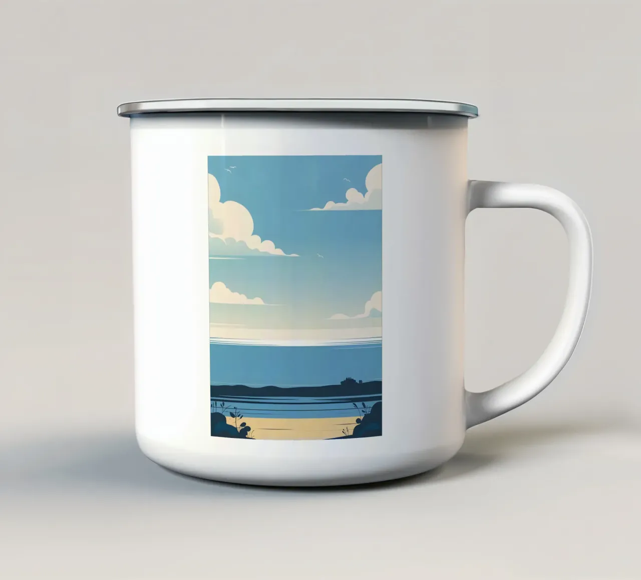 Linea dell'orizzonte semplice tazza in smalto da LIFESTYLE OBJECTS
