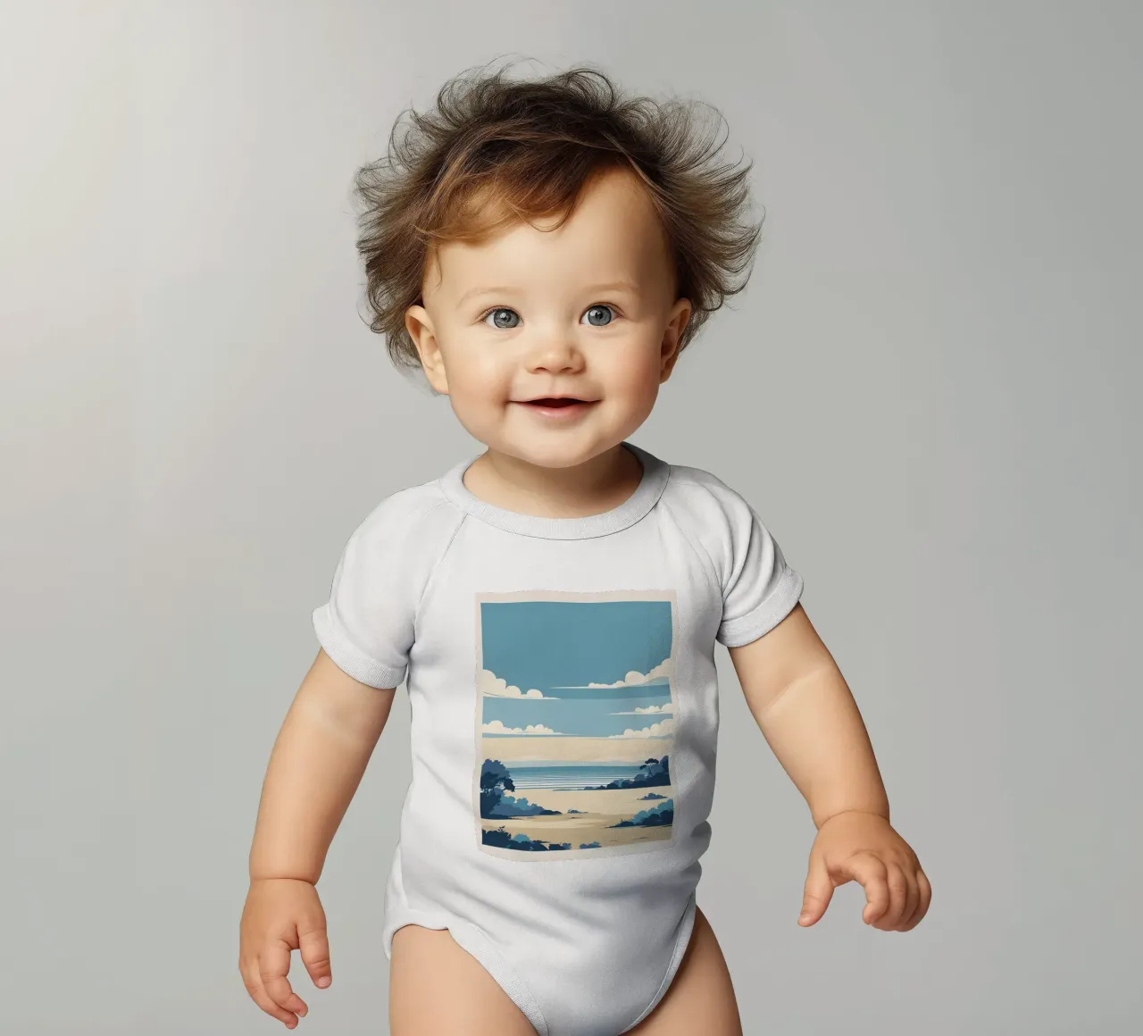 Linea dell'orizzonte semplice body neonato maniche corte da LIFESTYLE OBJECTS