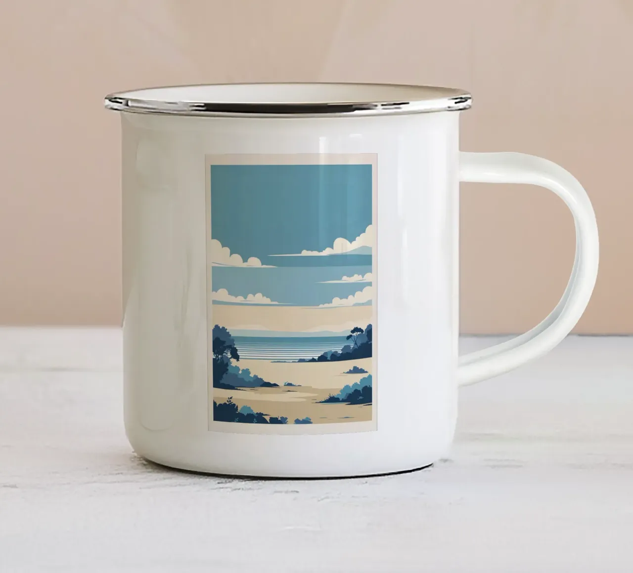 Linea dell'orizzonte semplice tazza in smalto da LIFESTYLE OBJECTS