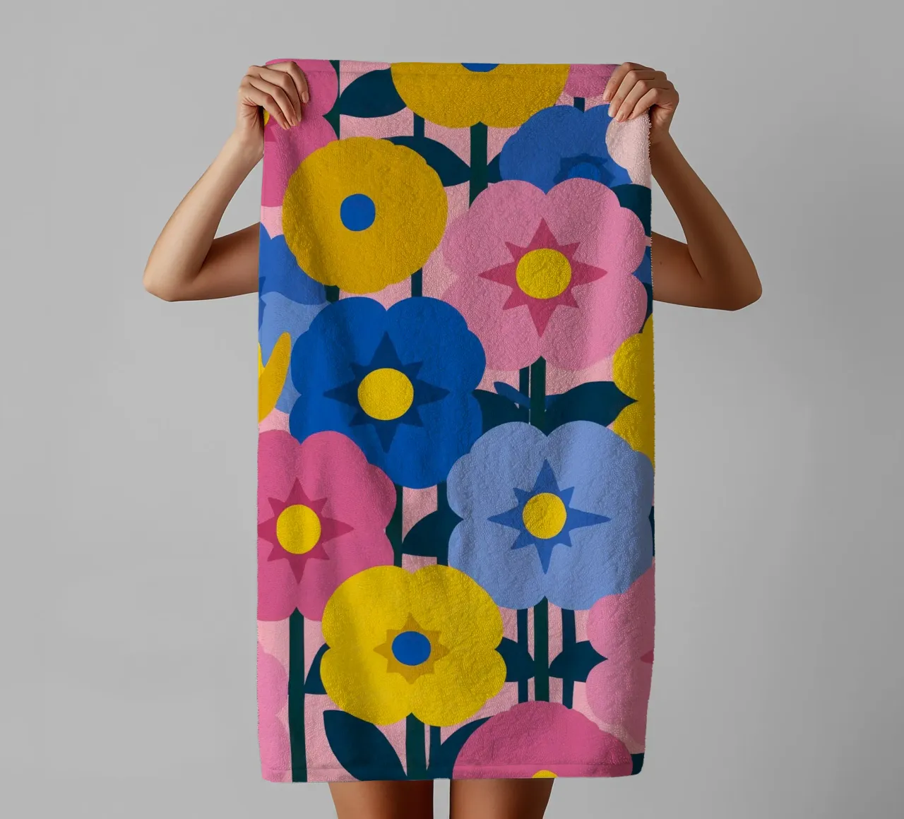 Bold Colorful Flower Pattern Print towel by Artbyvo