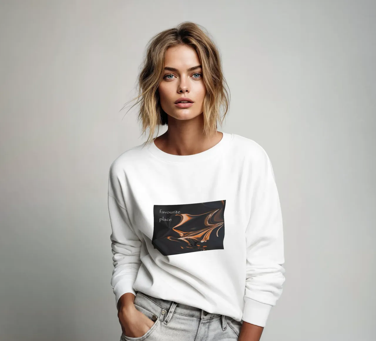 Abstract pattern in orange and black. With a saying sweatshirt by Something for you