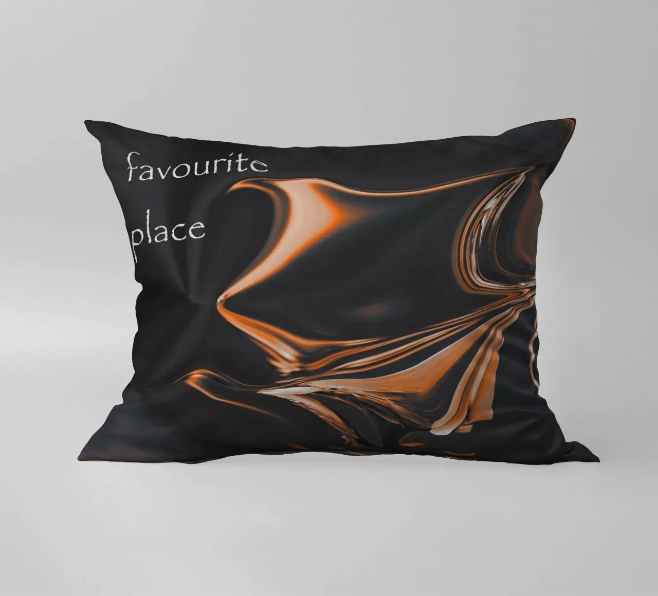Abstract pattern in orange and black. With a saying decorative cushion by Something for you
