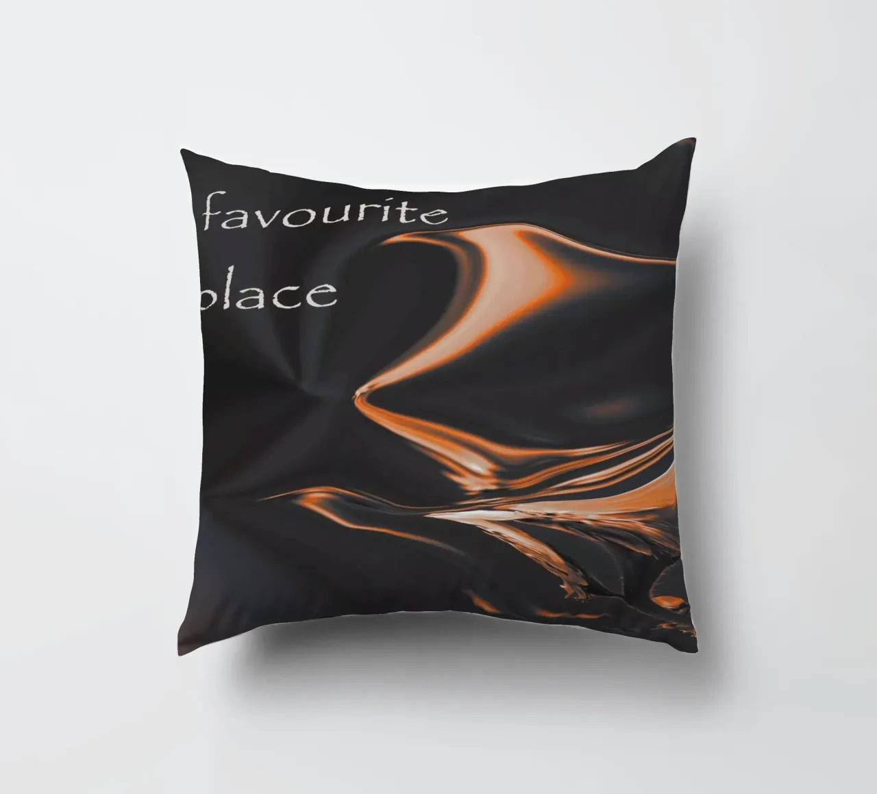 Abstract pattern in orange and black. With a saying decorative cushion by Something for you