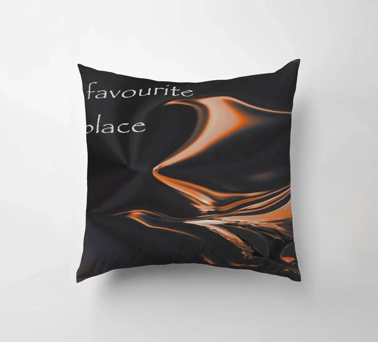 Abstract pattern in orange and black. With a saying decorative cushion by Something for you