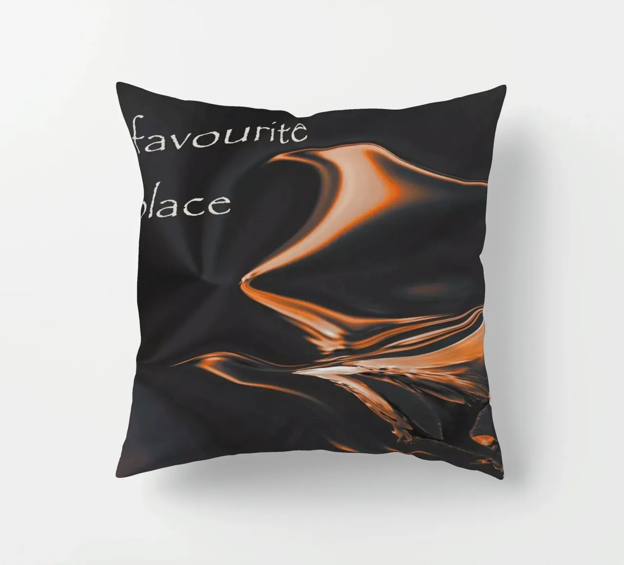 Abstract pattern in orange and black. With a saying decorative cushion by Something for you