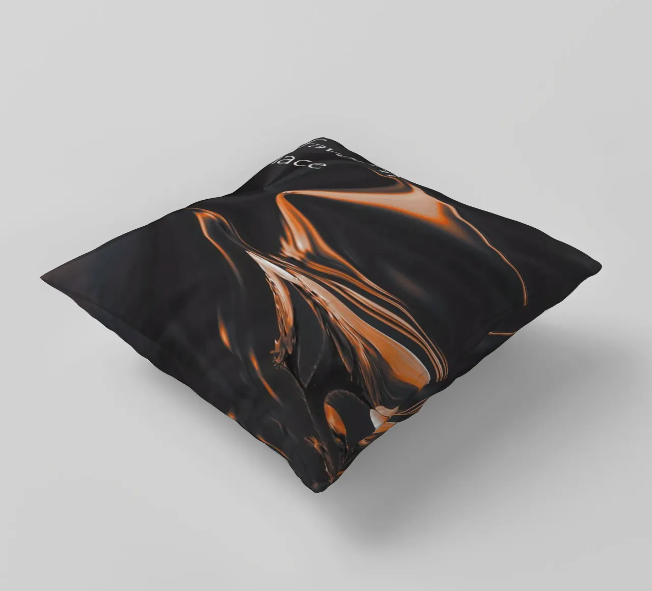 Abstract pattern in orange and black. With a saying decorative cushion by Something for you