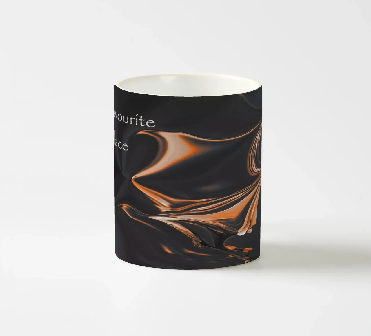 Abstract pattern in orange and black. With a saying ceramic mug by Something for you