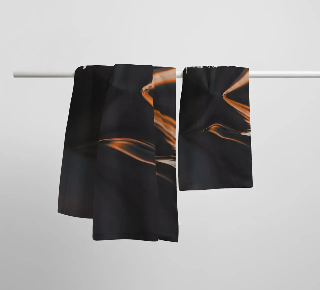 Abstract pattern in orange and black. With a saying towel by Something for you