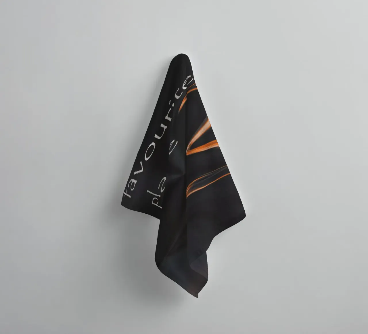Abstract pattern in orange and black. With a saying towel by Something for you