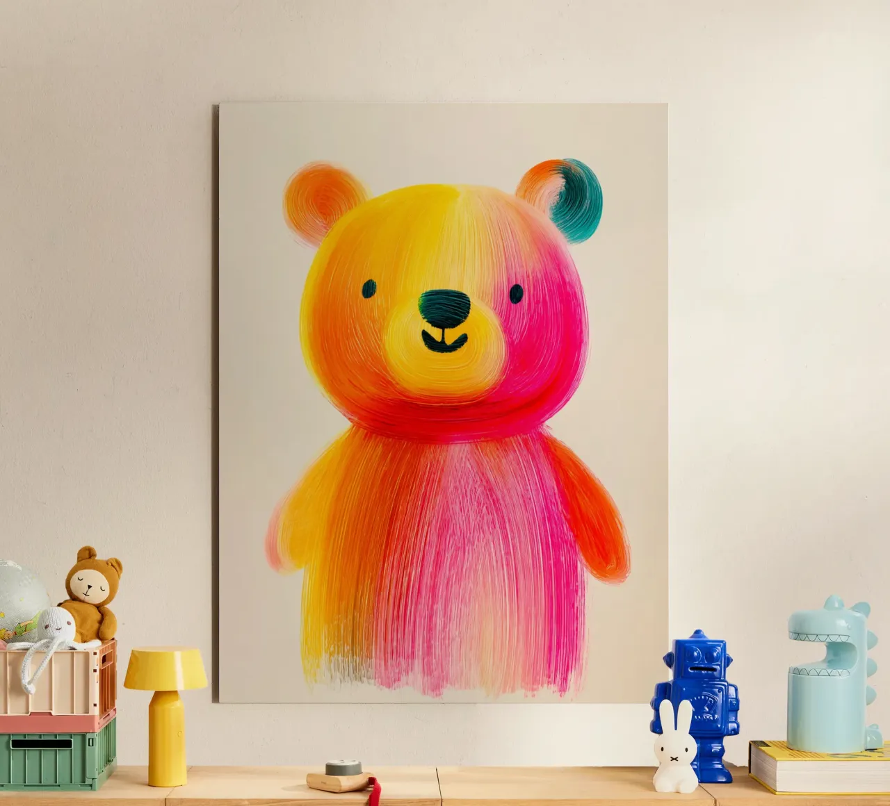 Piccolo orso colorato alluminio dibond da Giggly Colors
