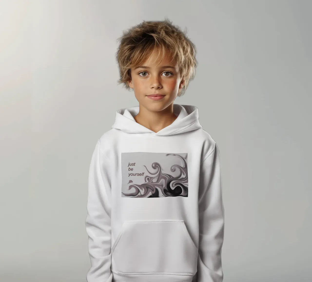 Abstraktes Muster in schwarz weiß. Mit einem Spruch. felpa bambino con cappuccio da Something for you