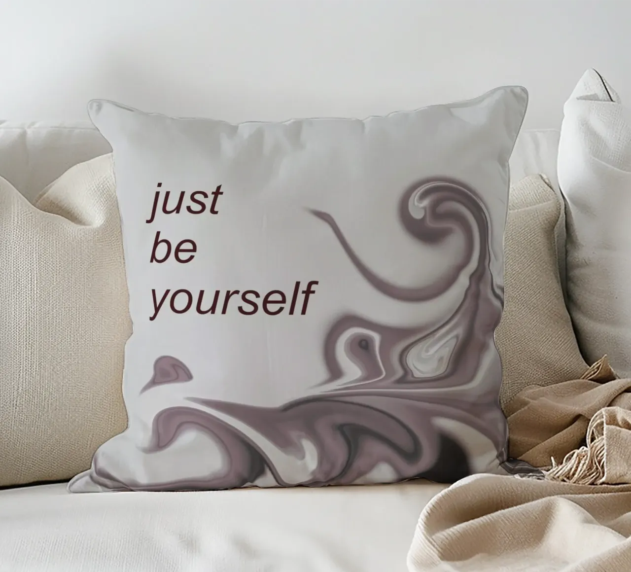 Abstraktes Muster in schwarz weiß. Mit einem Spruch. cuscino da Something for you