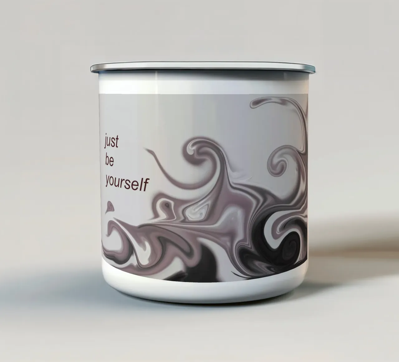 Abstraktes Muster in schwarz weiß. Mit einem Spruch. tazza in smalto da Something for you
