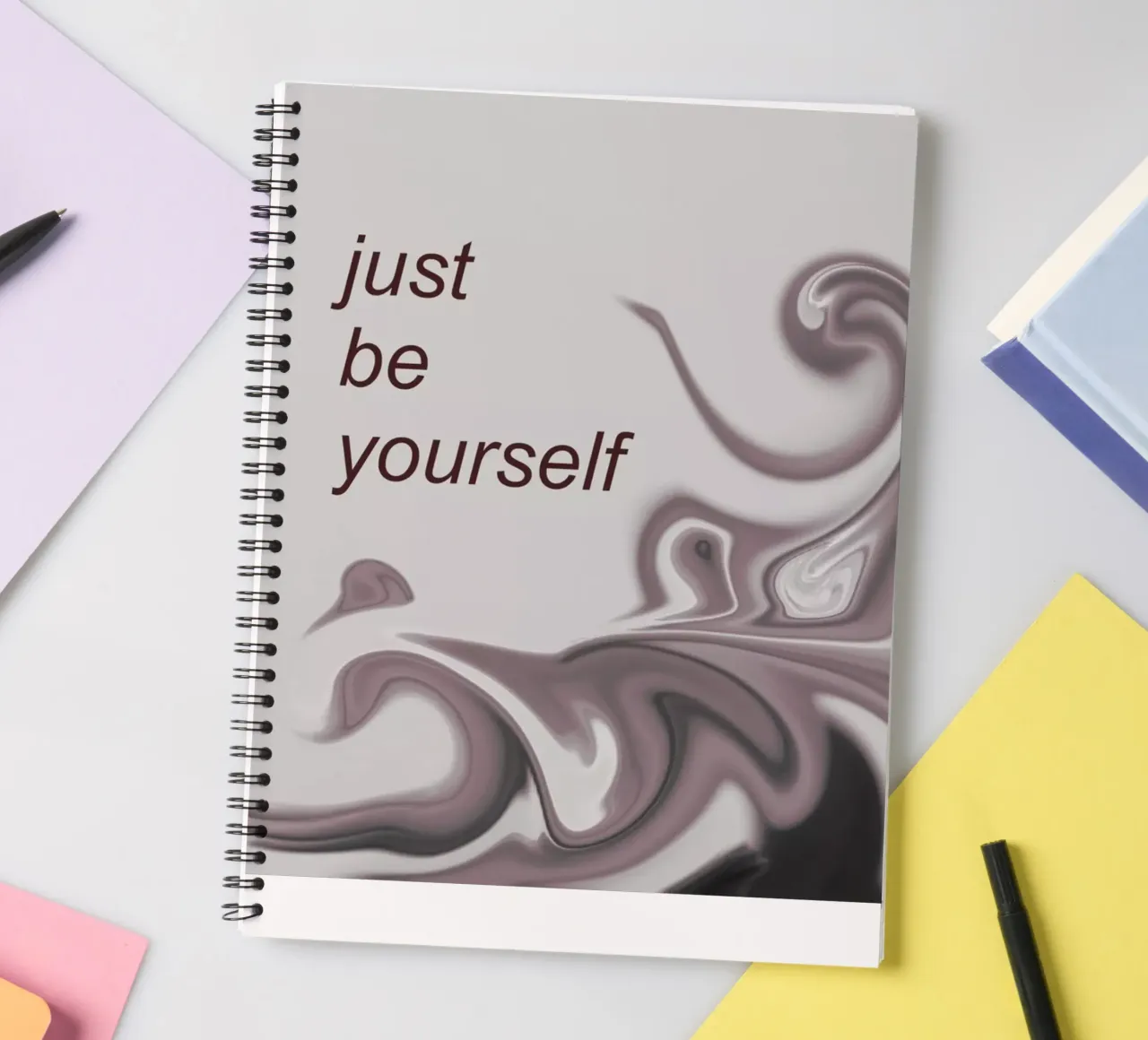 Abstraktes Muster in schwarz weiß. Mit einem Spruch. diario ad anelli da Something for you