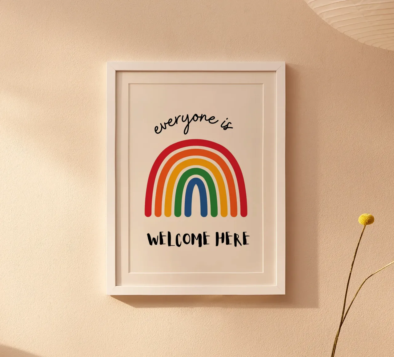 Everyone is welcome here Poster mit Aluminium Rahmen von PinkCandyWalls