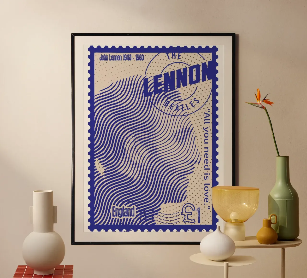 John Lennon Francobolli arte poster da Doa Project