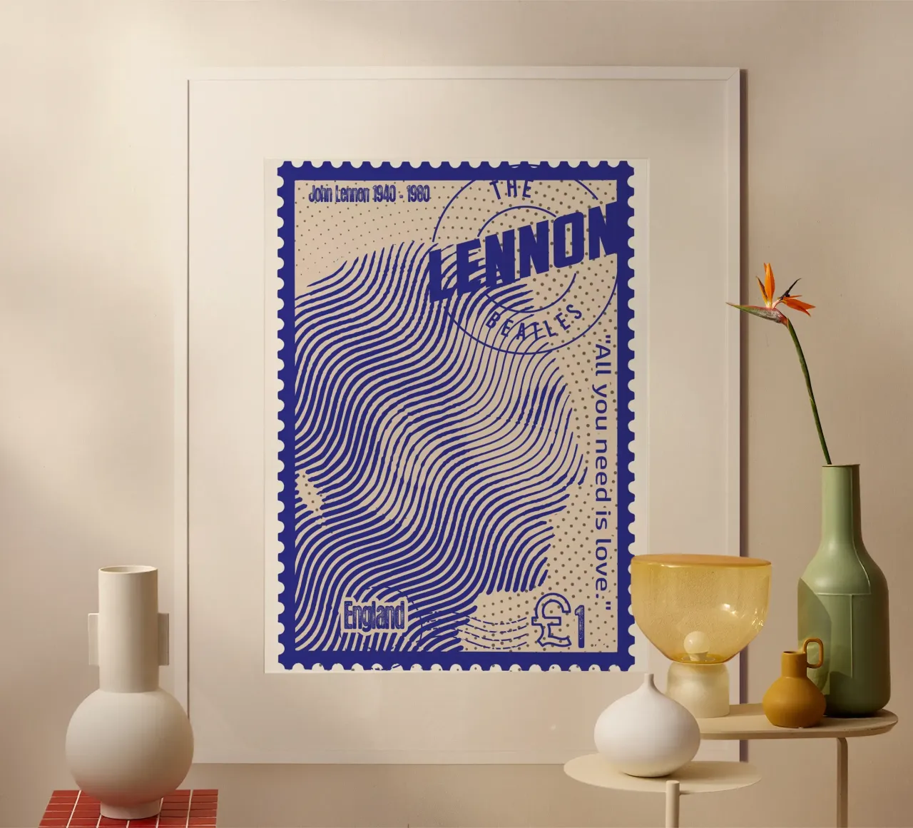 John Lennon Francobolli arte poster da Doa Project