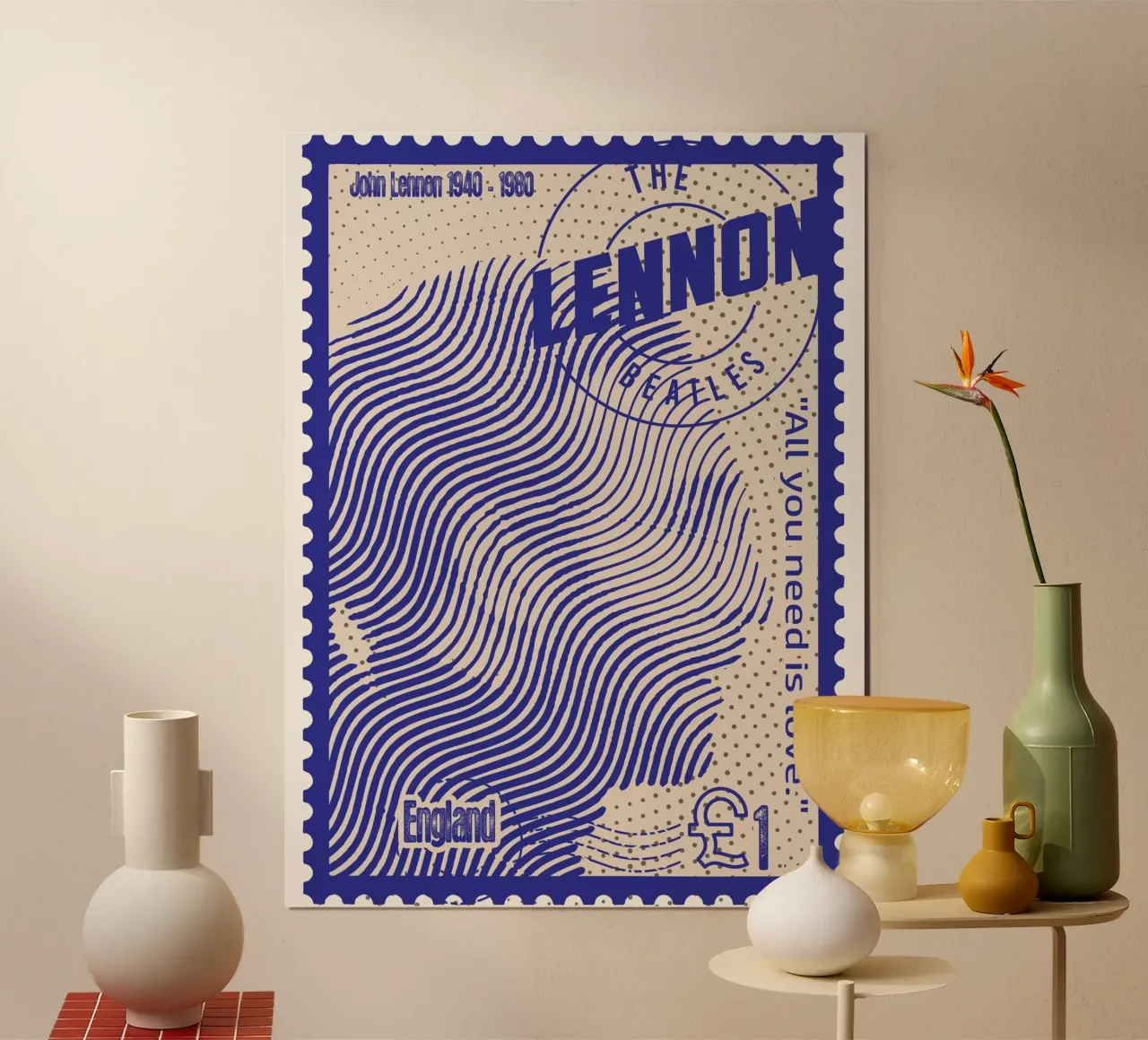 John Lennon Francobolli arte poster da Doa Project