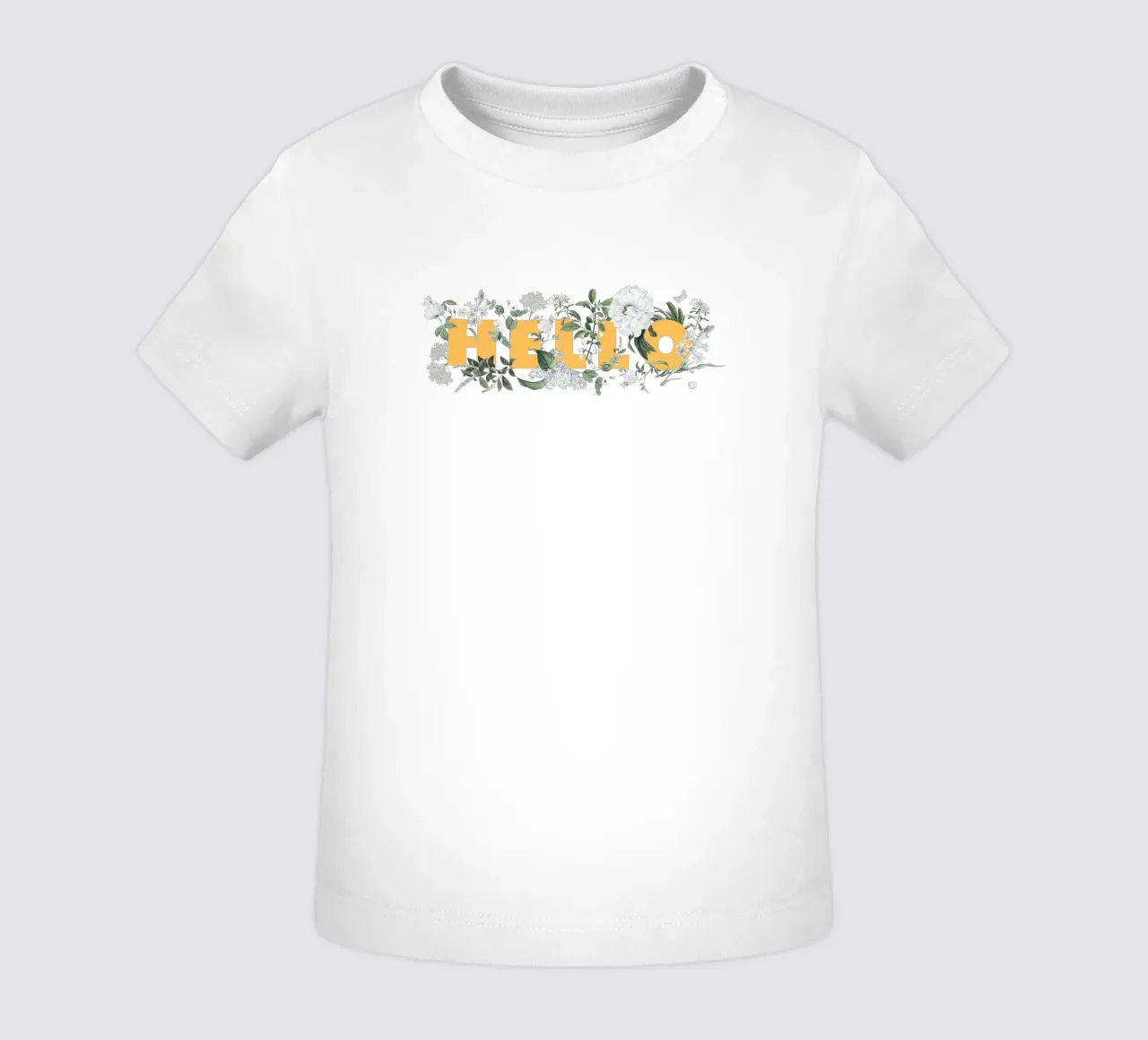 Ciao Fiori e Insetti Giallo Bianco maglietta neonato da Studio Frances M