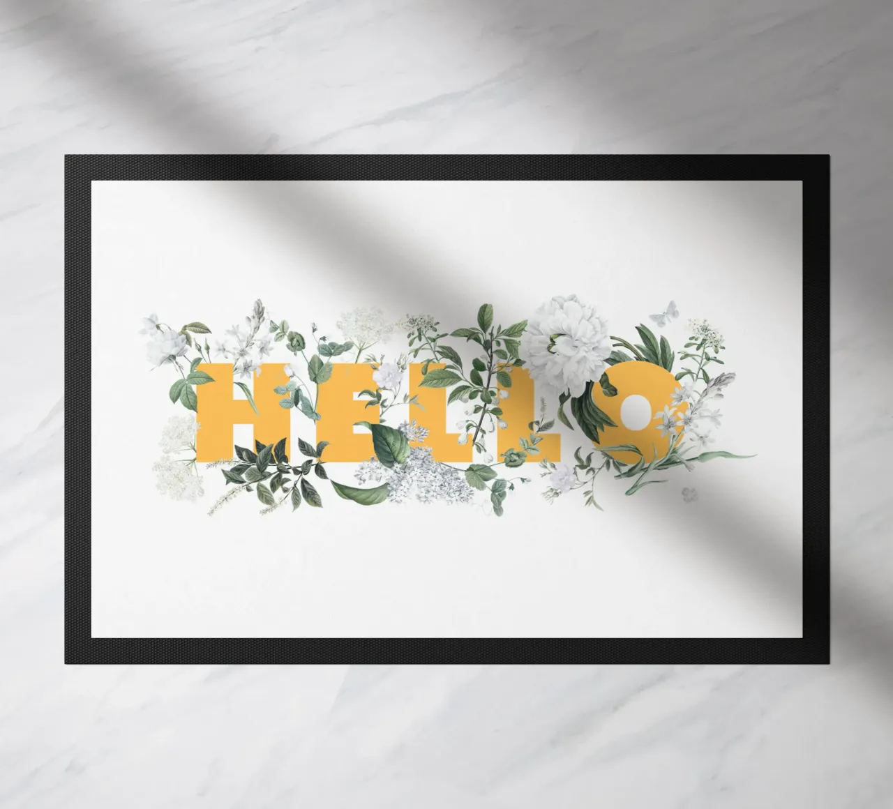 Hello Fleurs & Insectes Jaune Blanc paillasson de Studio Frances M